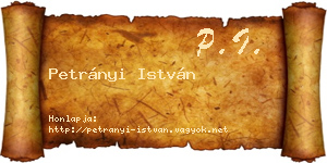 Petrányi István névjegykártya